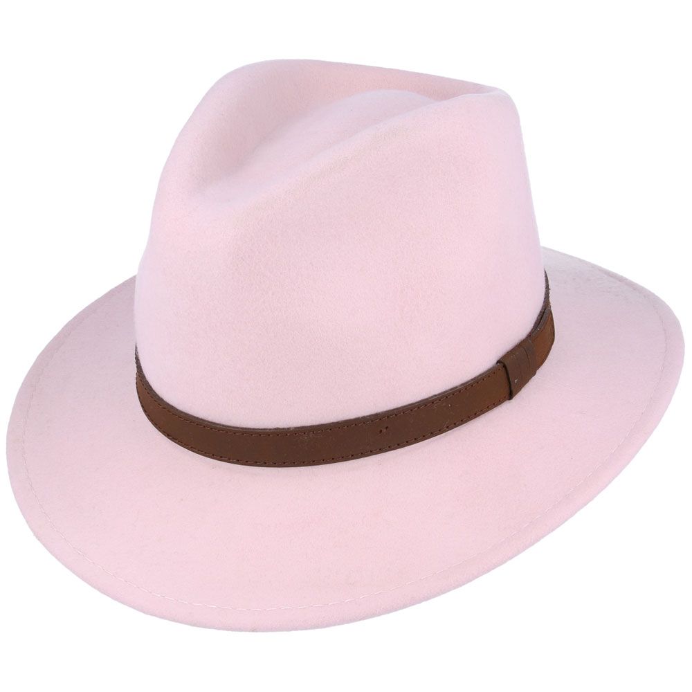 Fedora Hat - Crushable Wool Felt Fedora With Leather Band perfect quality