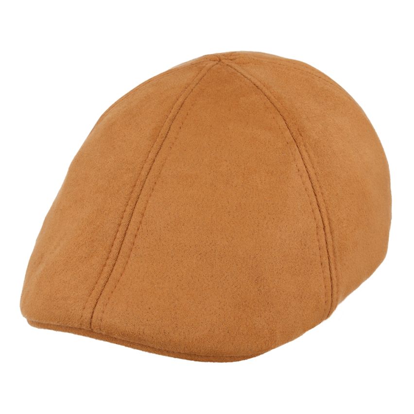 Suede Duckbill Peaky Blinder Flat Cap 6-Panel Quilted Lining & Elastic Sweatband