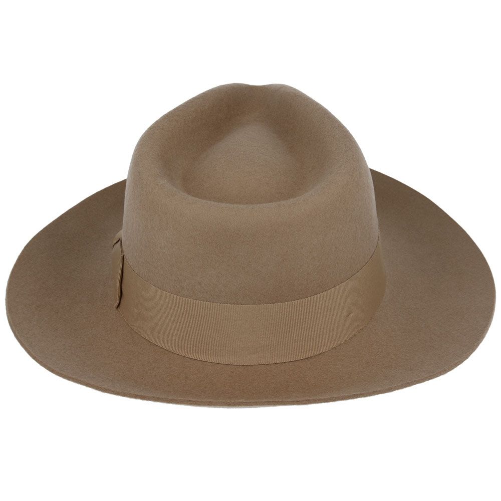 Stiff Snap Brim Fedora 100% Wool Felt Gladwin Bond Classic Dress Hat & Grosgrain