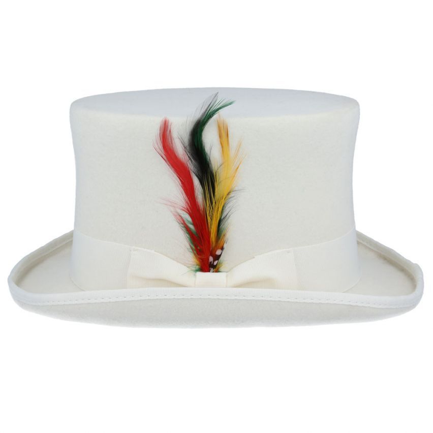 Dapper Wool Felt Top Hat Classic Formal Wear with Removable Feather Steampunk