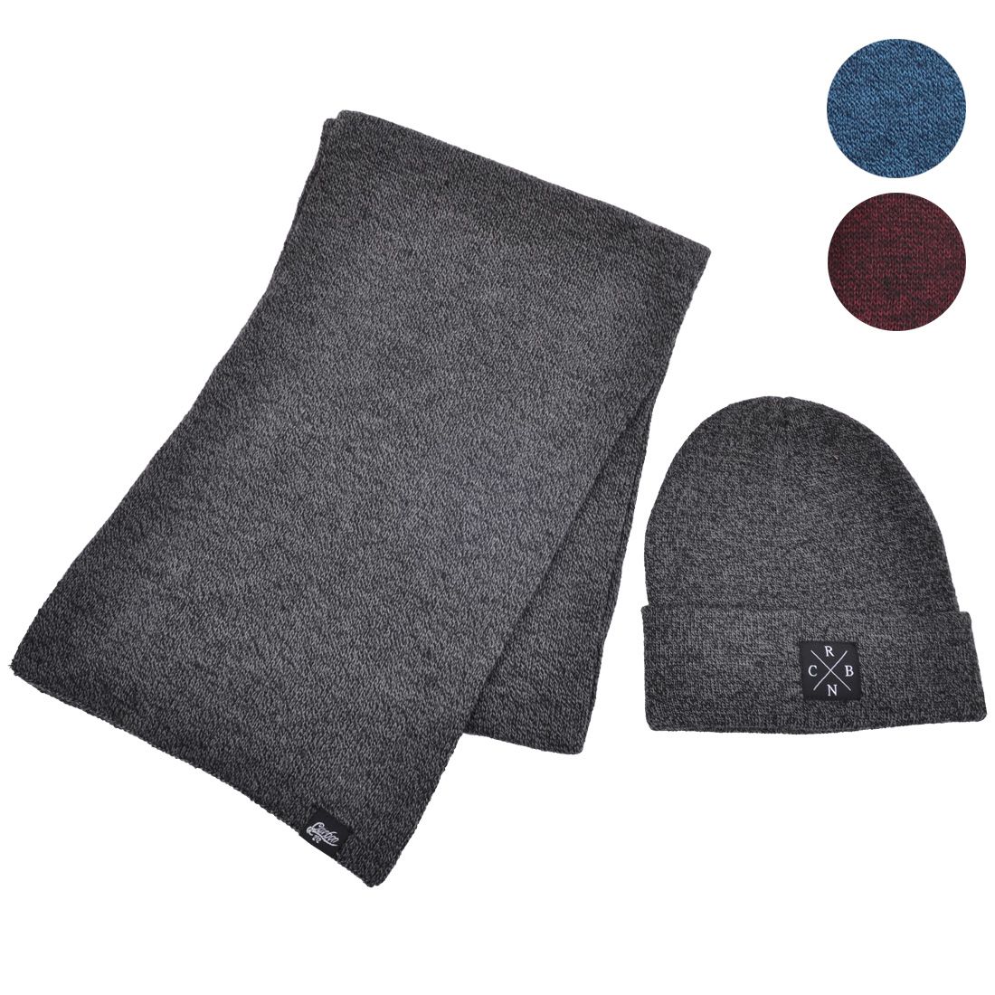 Winter Soft Beanie & Scarf - Men and Women Warm Scarf & Beanie Grey, Wine, Blue
