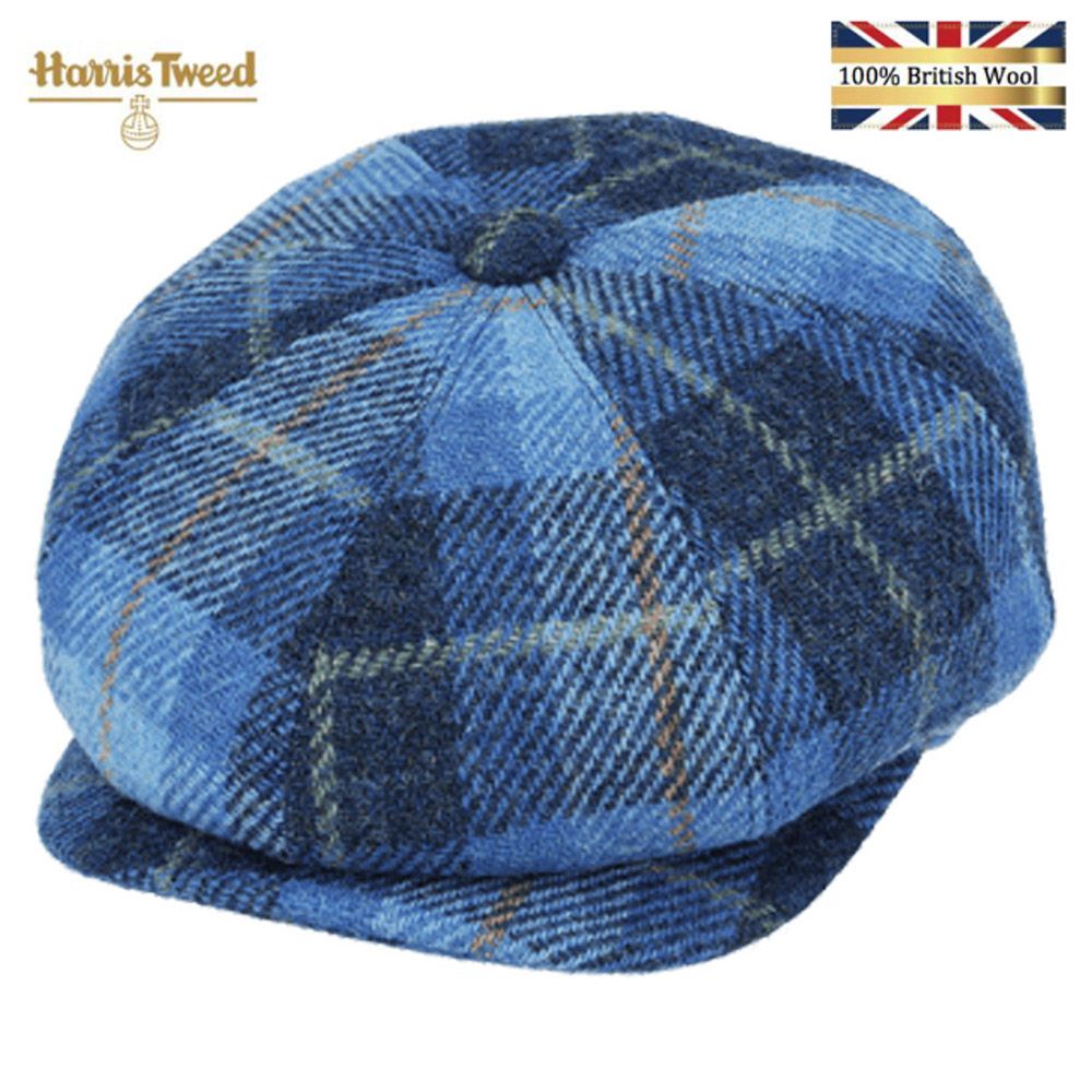 Gladwin Bond Harris Tweed Wool Newsboy Cap – Blue