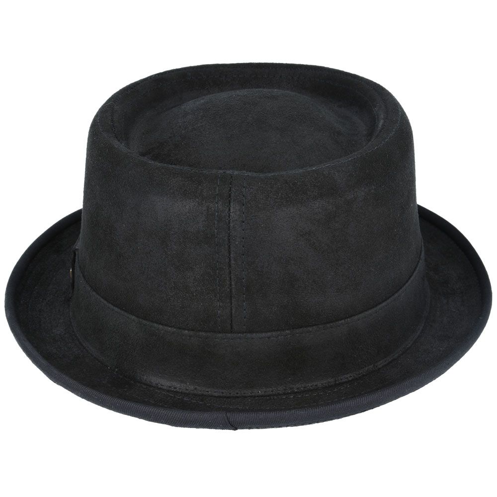 100% Sheepskin Leather Pork Pie Hat, Gladwin Bond PorkPie Leather Hat Handmade