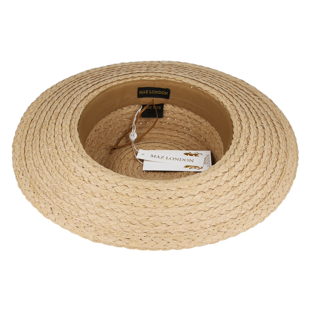 Women Straw Pork Pie Hat Summer Beach Sun Hat Adjustable One Size 55-59cm