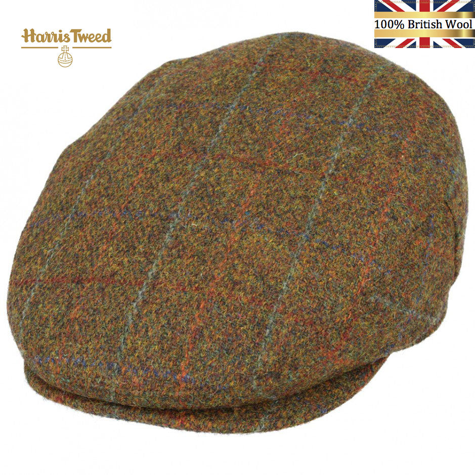 Gladwin Bond Harris Tweed Wool Flat Cap – Green