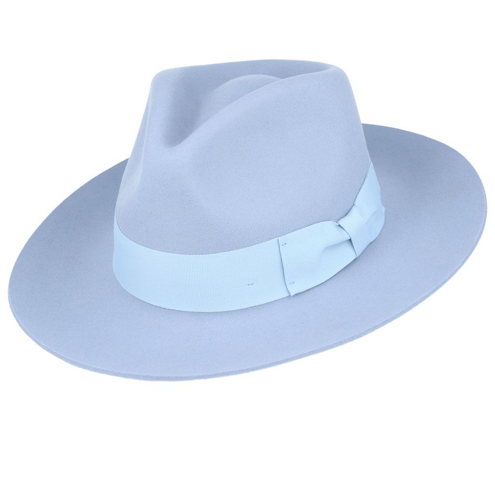 Stiff Snap Brim Fedora 100% Wool Felt Gladwin Bond Classic Dress Hat & Grosgrain