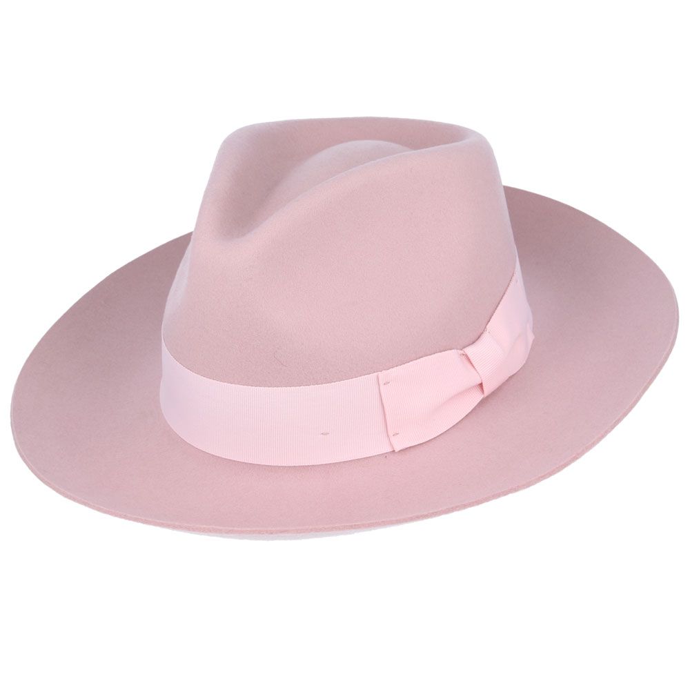 Stiff Snap Brim Fedora 100% Wool Felt Gladwin Bond Classic Dress Hat & Grosgrain