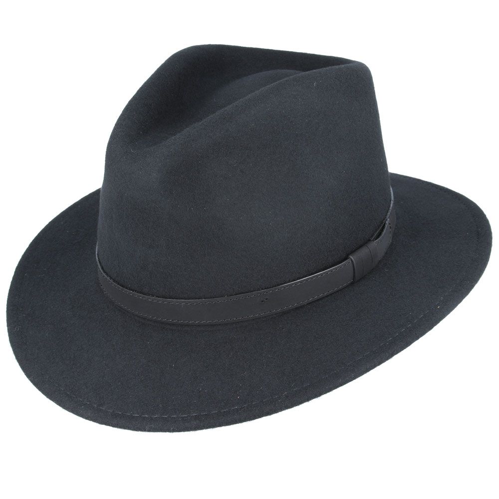 Fedora Hat - Crushable Wool Felt Fedora With Leather Band perfect quality