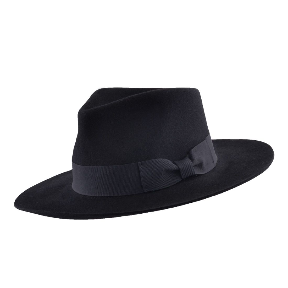 Stiff Snap Brim Fedora 100% Wool Felt Gladwin Bond Classic Dress Hat & Grosgrain
