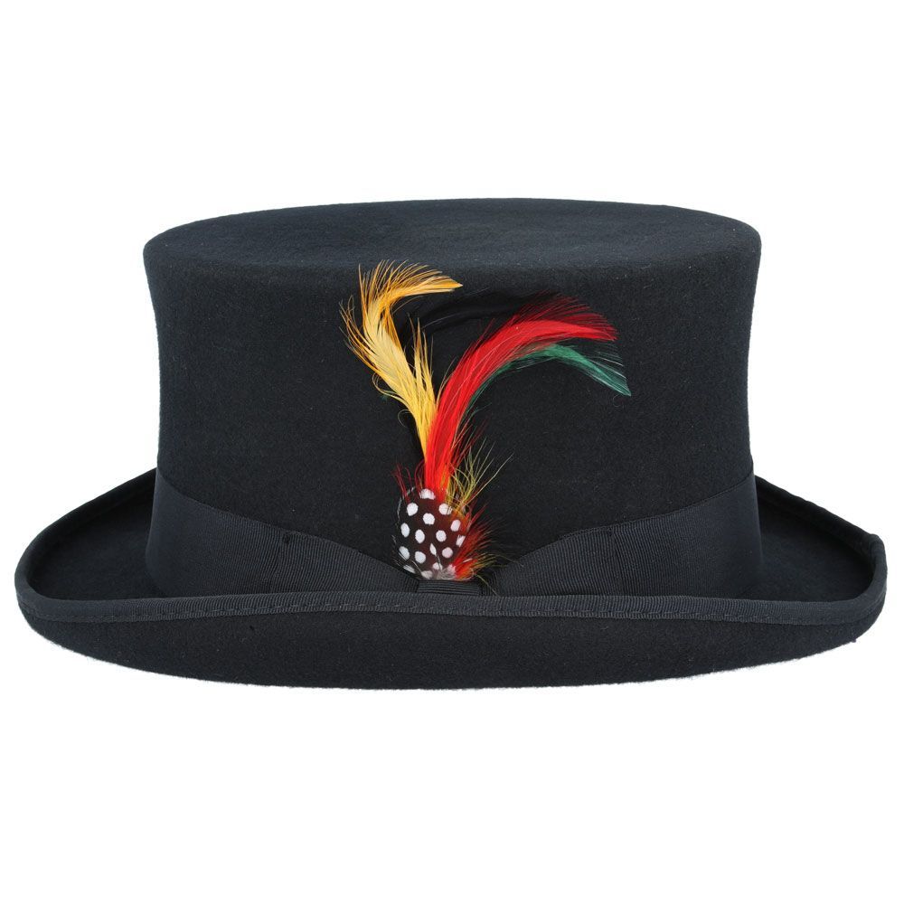 Dapper Wool Felt Top Hat Classic Formal Wear with Removable Feather Steampunk