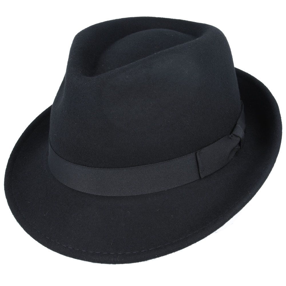Men's Wool Felt Trilby Hat Crushable Packable Travel Fedora Style Classic Breeze