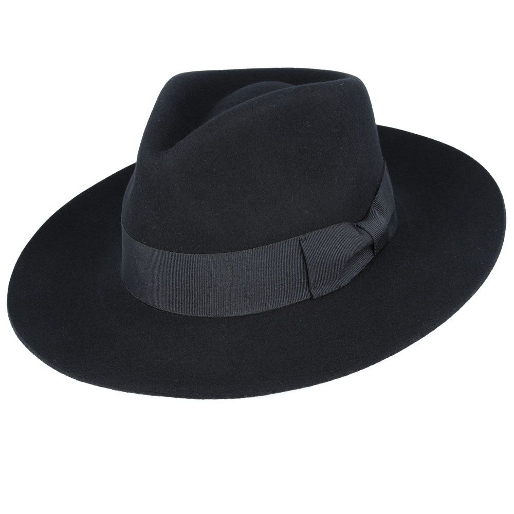 Stiff Snap Brim Fedora 100% Wool Felt Gladwin Bond Classic Dress Hat & Grosgrain