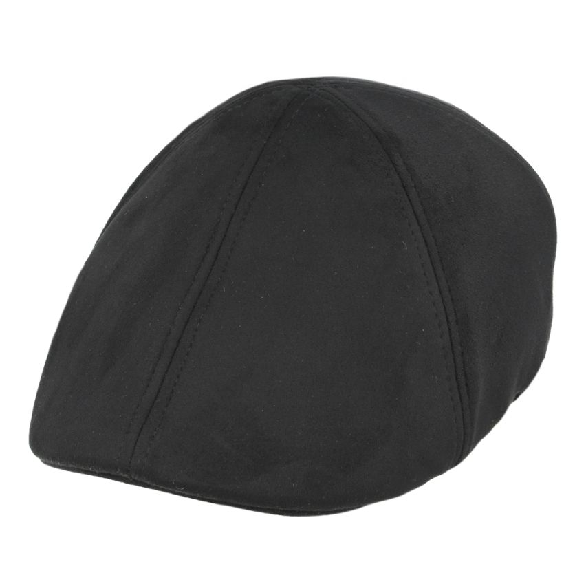 Suede Duckbill Peaky Blinder Flat Cap 6-Panel Quilted Lining & Elastic Sweatband