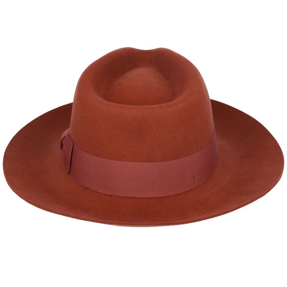 Stiff Snap Brim Fedora 100% Wool Felt Gladwin Bond Classic Dress Hat & Grosgrain