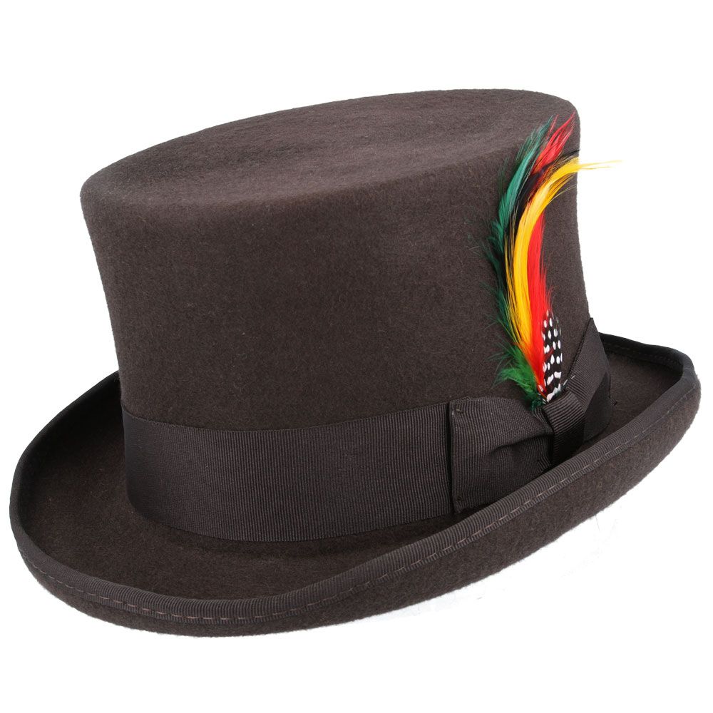 Dapper Wool Felt Top Hat Classic Formal Wear with Removable Feather Steampunk