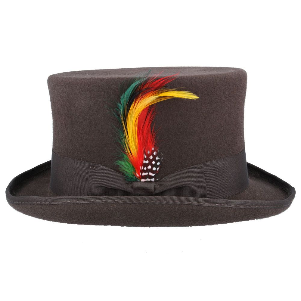 Dapper Wool Felt Top Hat Classic Formal Wear with Removable Feather Steampunk