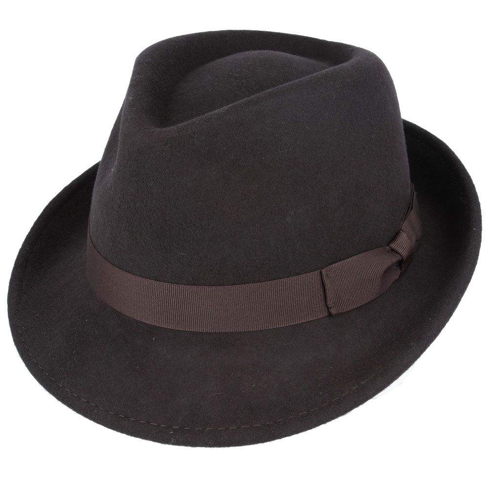 Men's Wool Felt Trilby Hat Crushable Packable Travel Fedora Style Classic Breeze