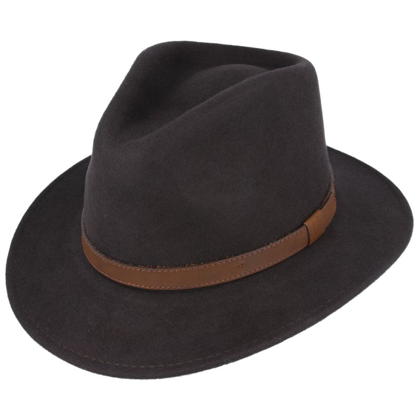 Fedora Hat - Crushable Wool Felt Fedora With Leather Band perfect quality