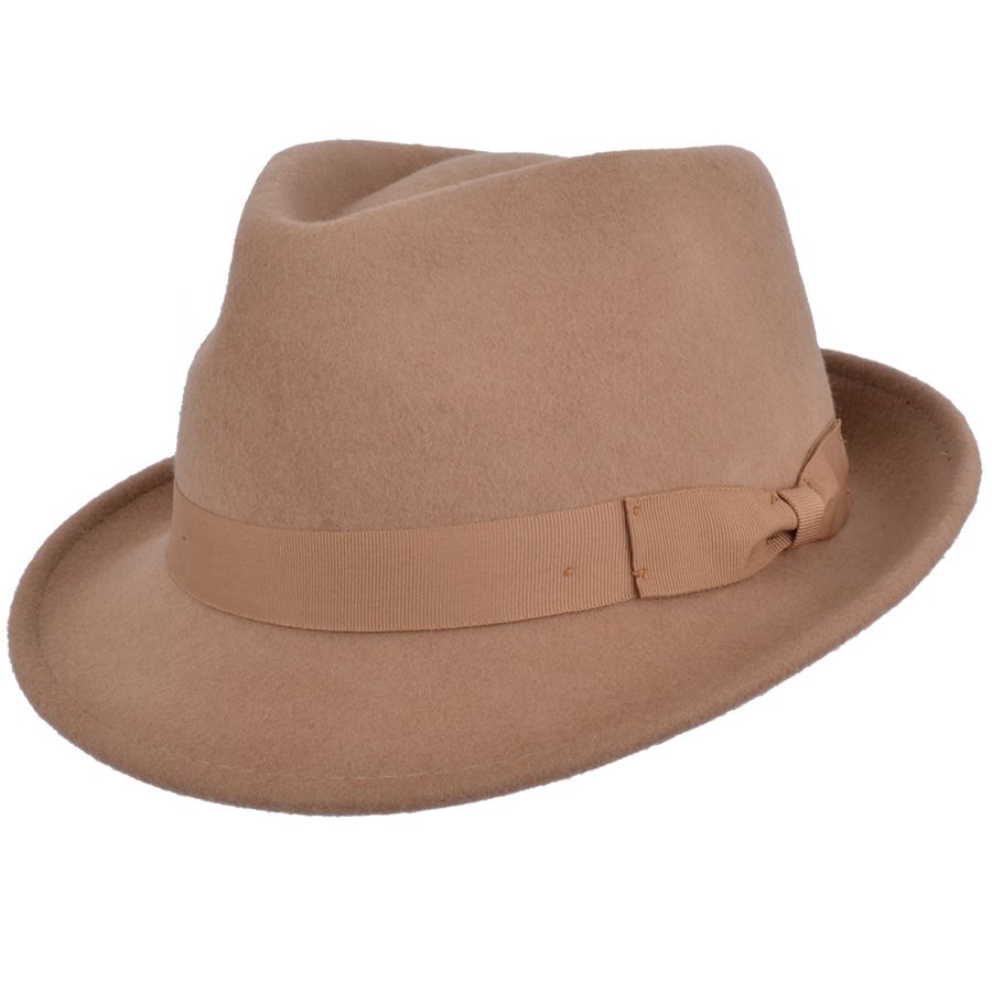 Men's Wool Felt Trilby Hat Crushable Packable Travel Fedora Style Classic Breeze