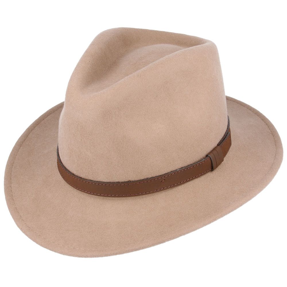 Fedora Hat - Crushable Wool Felt Fedora With Leather Band perfect quality