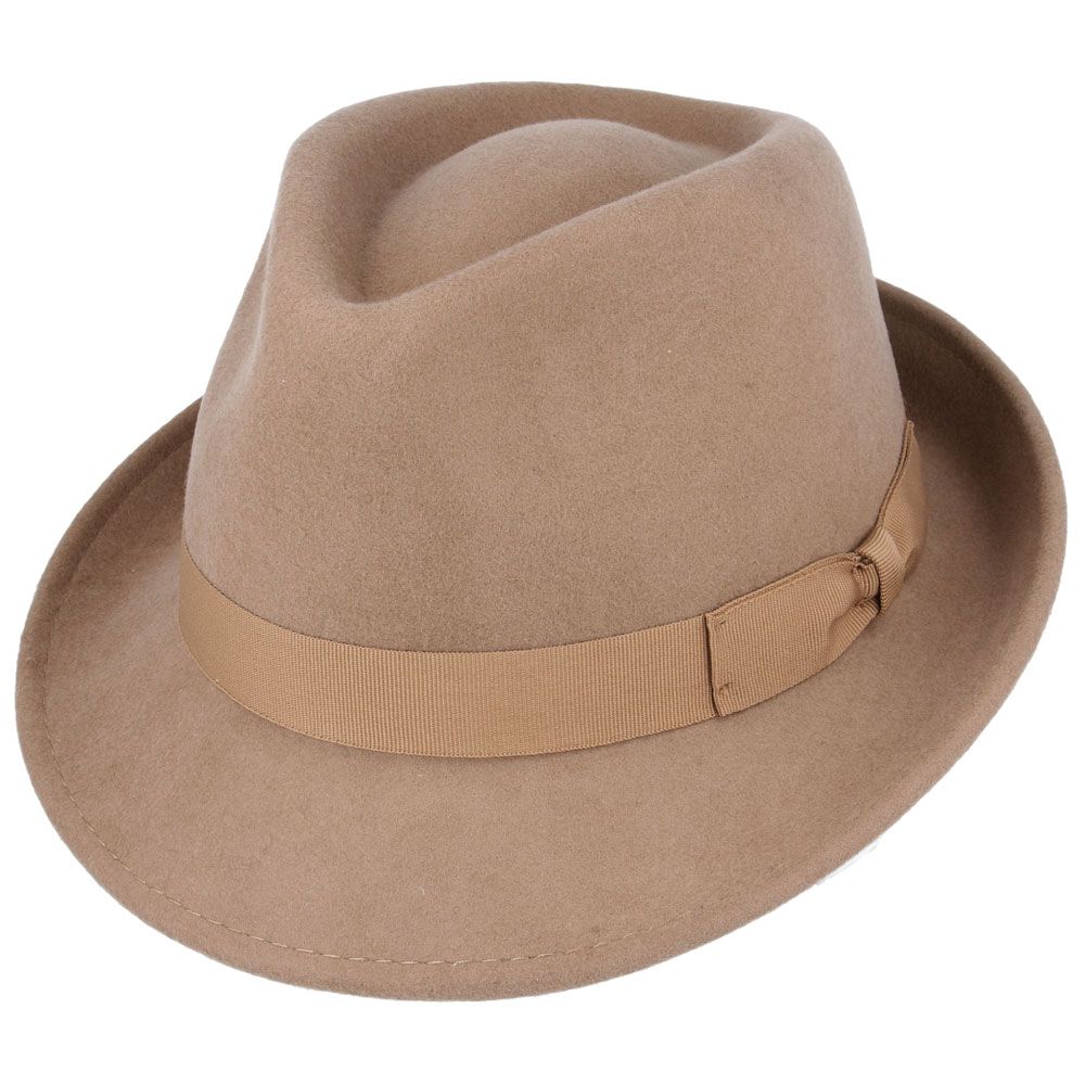 Men's Wool Felt Trilby Hat Crushable Packable Travel Fedora Style Classic Breeze