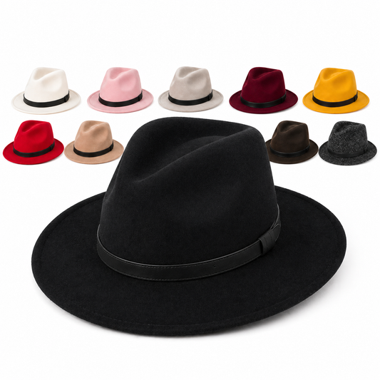 Fedora Hat - Crushable Wool Felt Fedora With Leather Band perfect quality