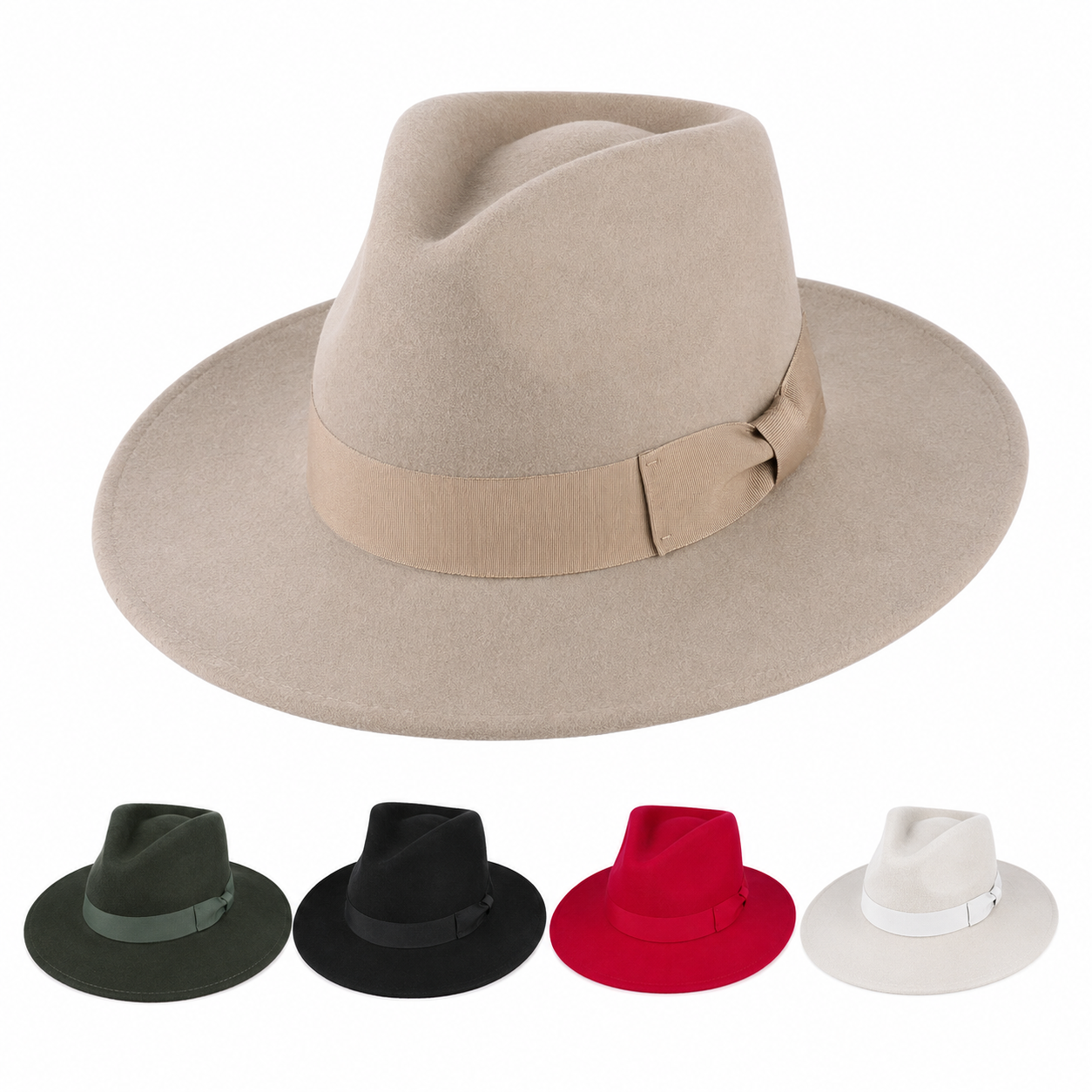 Crushable Wide Brim 100% Wool Indiana triby Fedora Hat Men and Women