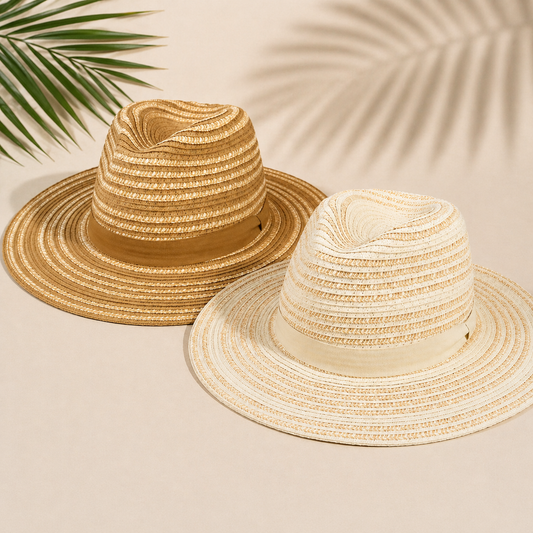 Women Straw Fedora Hat Vintage Style Summer Sun Hat Adjustable One Size