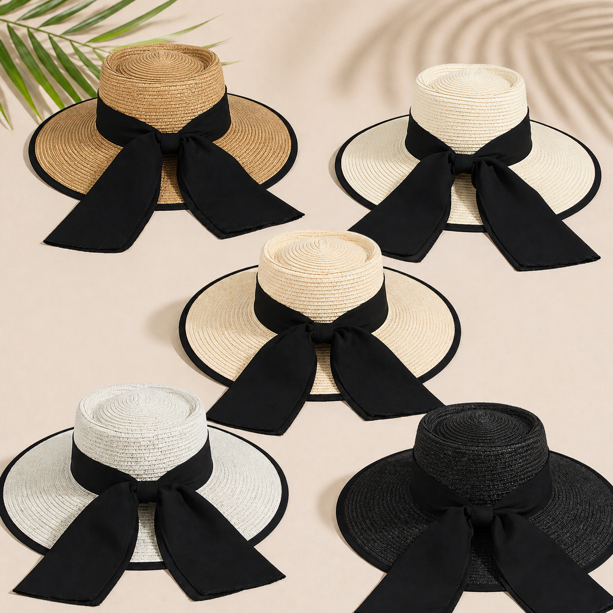 Paper Straw Pork Pie Hat Wide Brim Summer Beach Adjustable Handmade Women hat