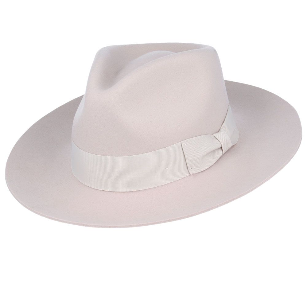 Stiff Snap Brim Fedora 100% Wool Felt Gladwin Bond Classic Dress Hat & Grosgrain