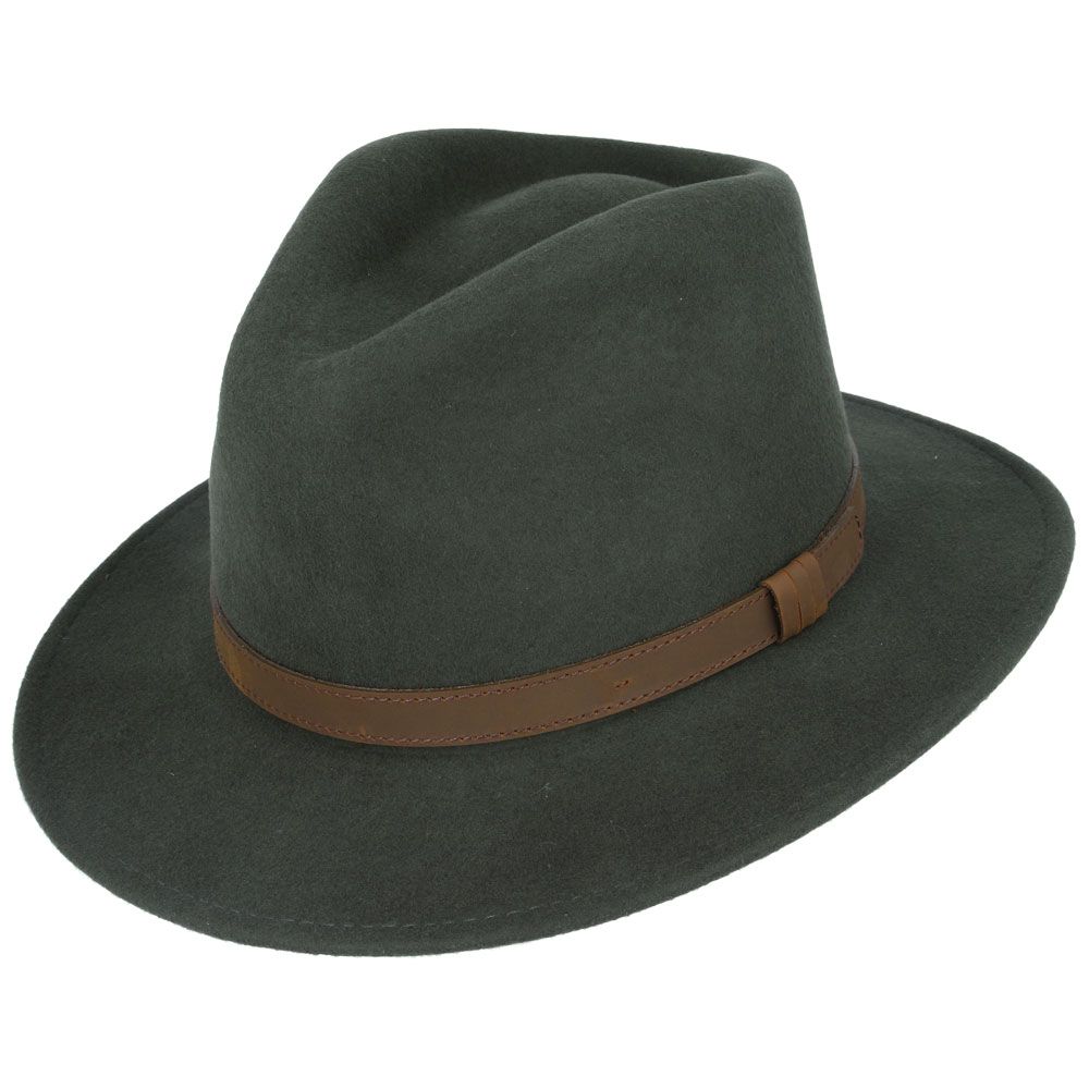 Fedora Hat - Crushable Wool Felt Fedora With Leather Band perfect quality