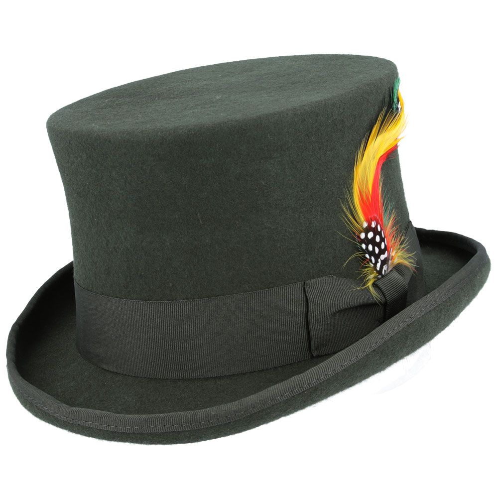 Dapper Wool Felt Top Hat Classic Formal Wear with Removable Feather Steampunk