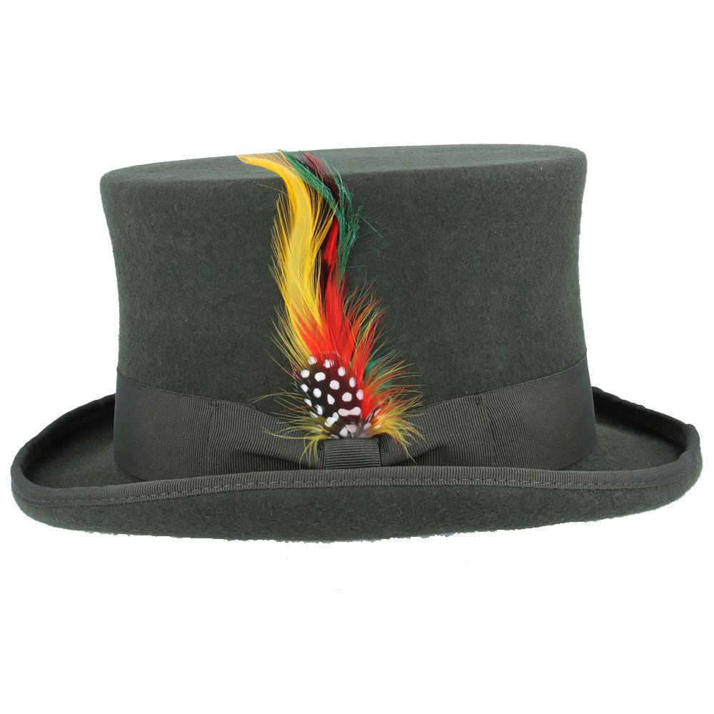 Dapper Wool Felt Top Hat Classic Formal Wear with Removable Feather Steampunk
