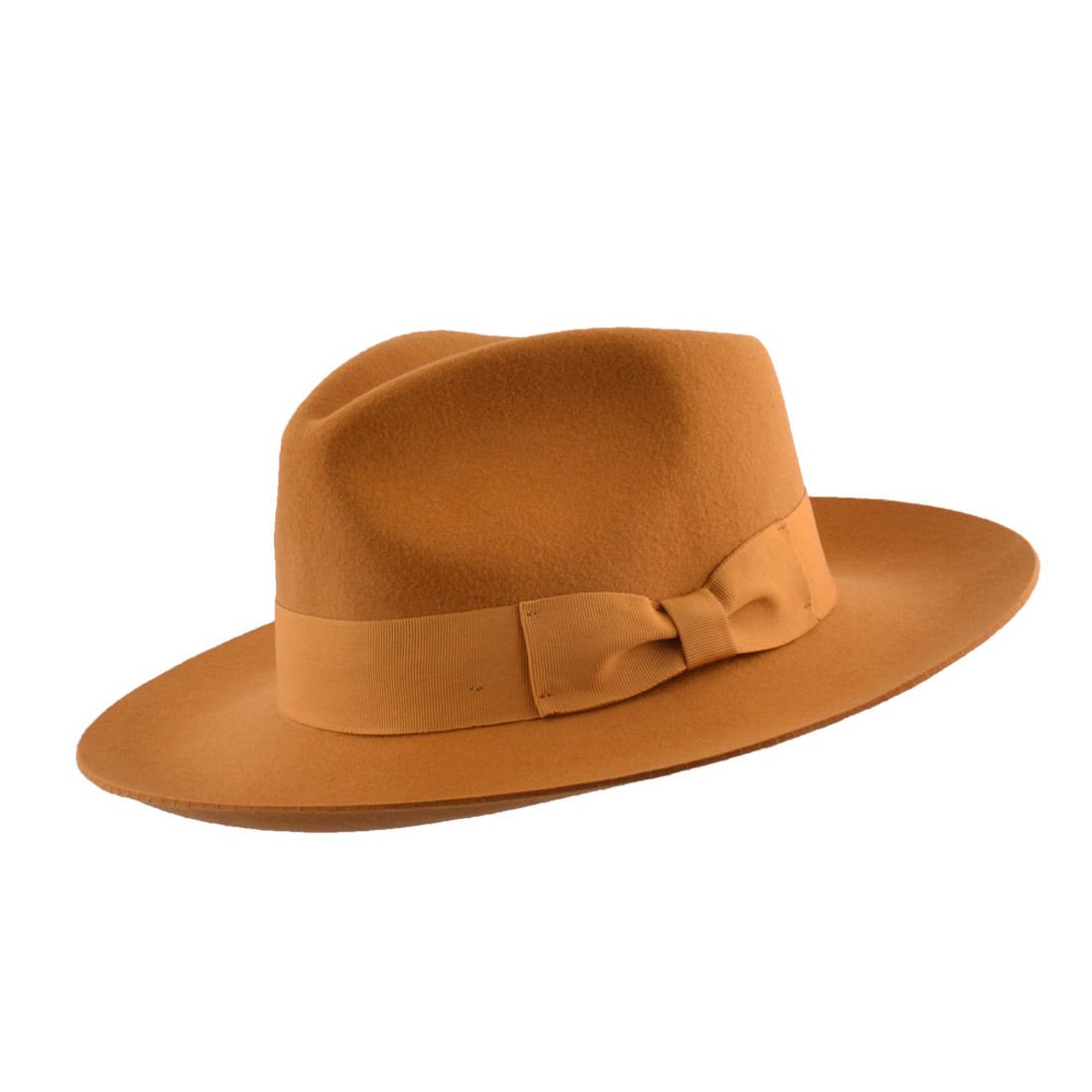 Stiff Snap Brim Fedora 100% Wool Felt Gladwin Bond Classic Dress Hat & Grosgrain