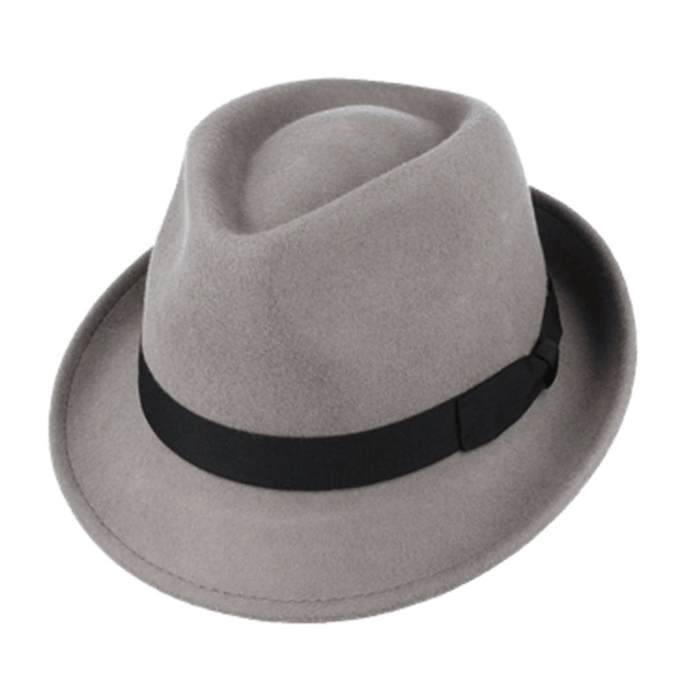 Men's Wool Felt Trilby Hat Crushable Packable Travel Fedora Style Classic Breeze