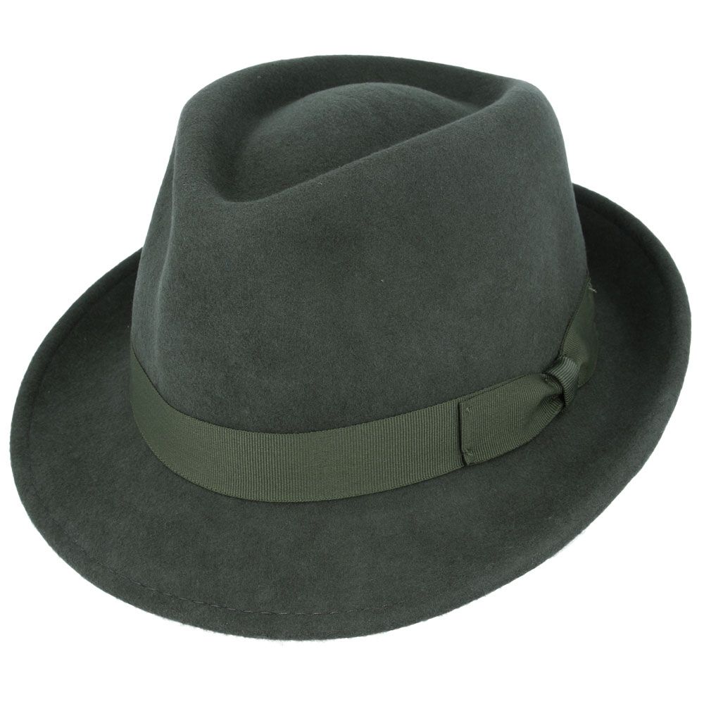 Men's Wool Felt Trilby Hat Crushable Packable Travel Fedora Style Classic Breeze