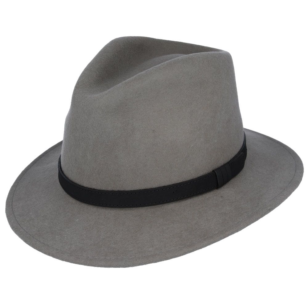 Fedora Hat - Crushable Wool Felt Fedora With Leather Band perfect quality