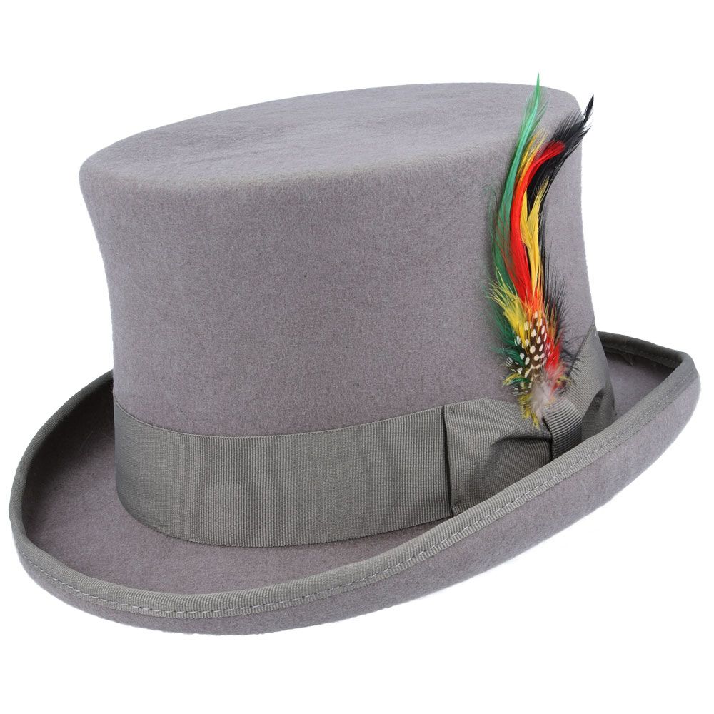 Dapper Wool Felt Top Hat Classic Formal Wear with Removable Feather Steampunk
