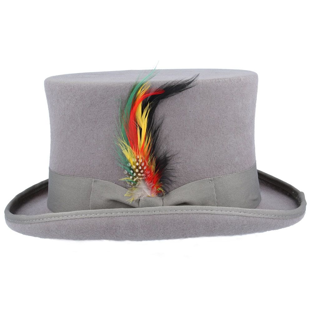 Dapper Wool Felt Top Hat Classic Formal Wear with Removable Feather Steampunk