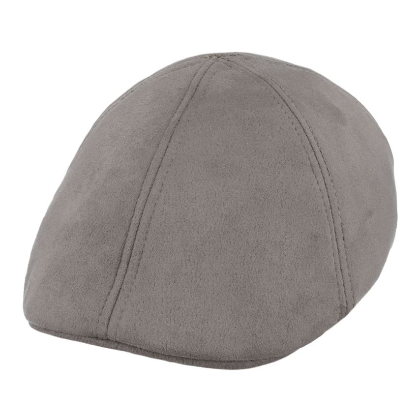 Suede Duckbill Peaky Blinder Flat Cap 6-Panel Quilted Lining & Elastic Sweatband