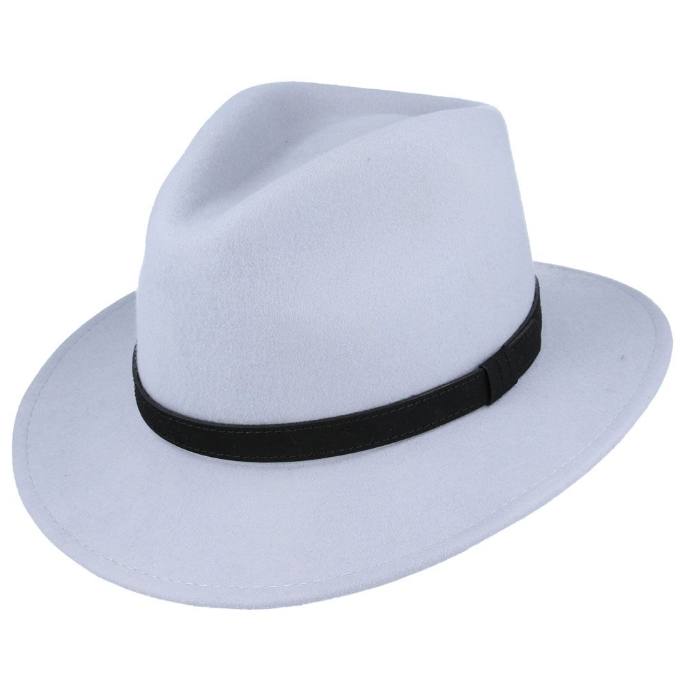 Fedora Hat - Crushable Wool Felt Fedora With Leather Band perfect quality