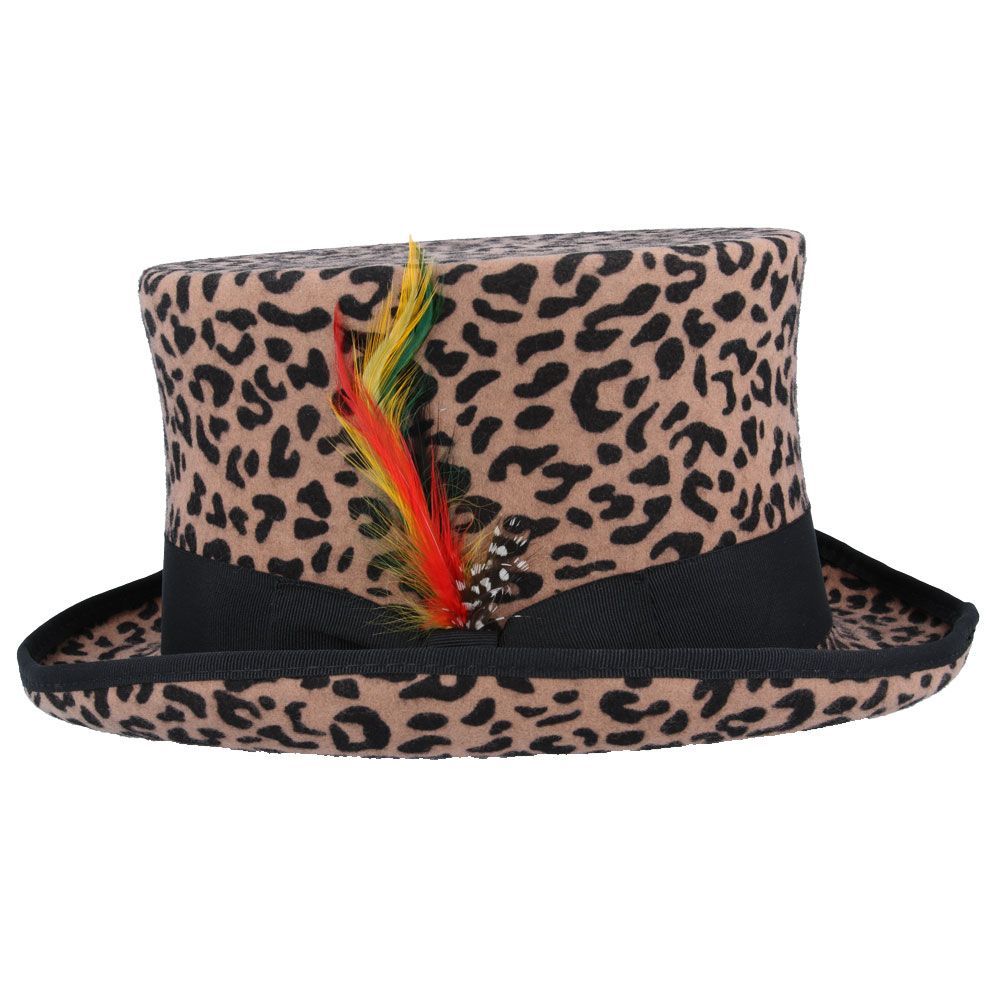 Dapper Wool Felt Top Hat Classic Formal Wear with Removable Feather Steampunk