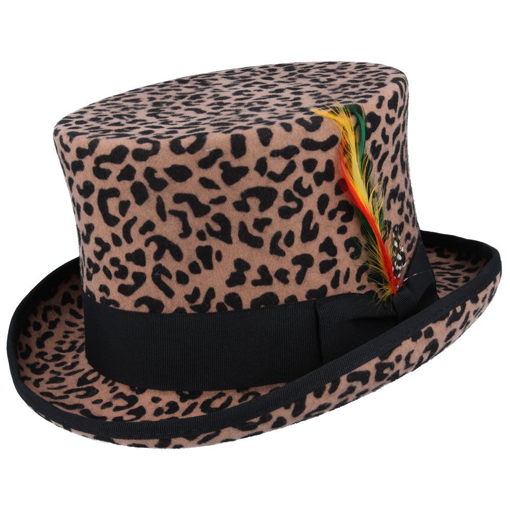 Dapper Wool Felt Top Hat Classic Formal Wear with Removable Feather Steampunk