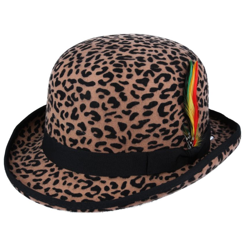 Bowler Hat in Classic Wool Felt - Satin Lined & Removable Feather Trim Fedora