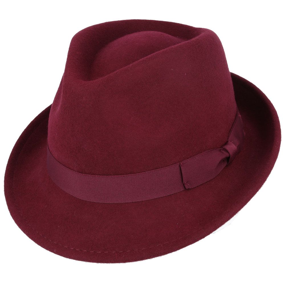 Men's Wool Felt Trilby Hat Crushable Packable Travel Fedora Style Classic Breeze