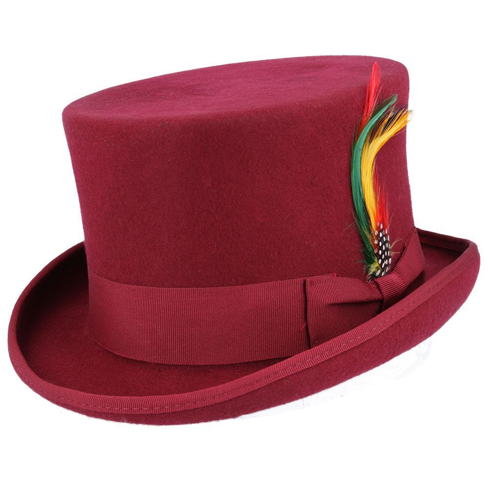 Dapper Wool Felt Top Hat Classic Formal Wear with Removable Feather Steampunk