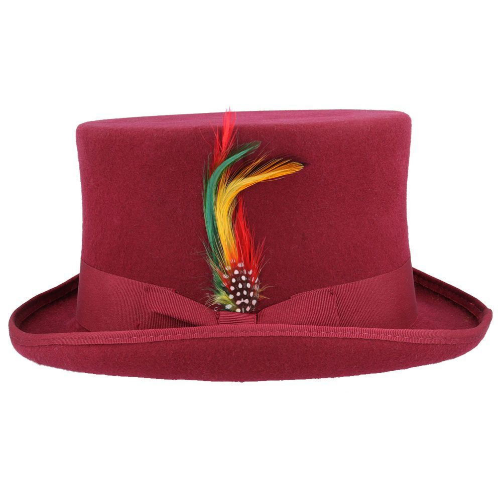 Dapper Wool Felt Top Hat Classic Formal Wear with Removable Feather Steampunk