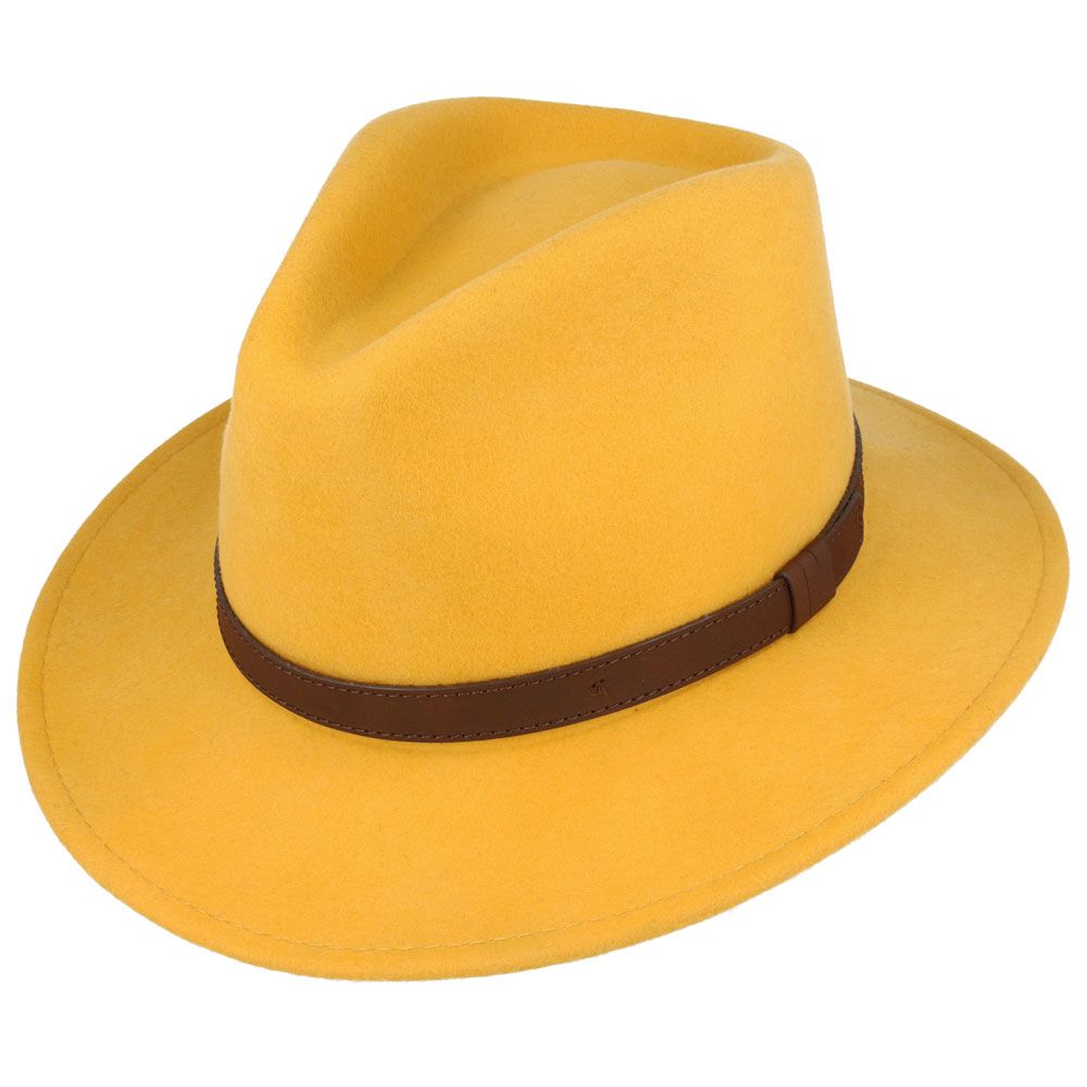 Fedora Hat - Crushable Wool Felt Fedora With Leather Band perfect quality
