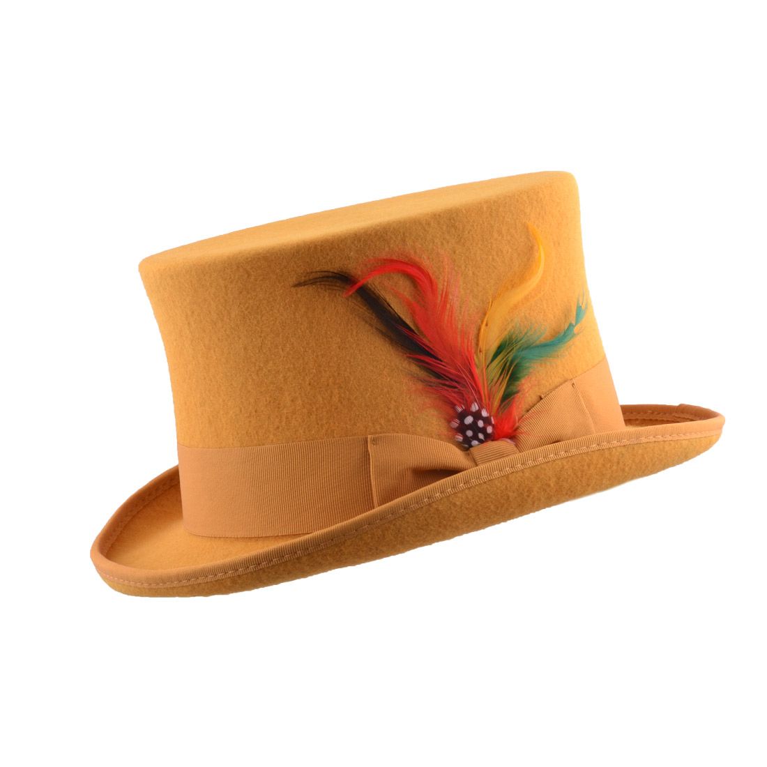 Dapper Wool Felt Top Hat Classic Formal Wear with Removable Feather Steampunk