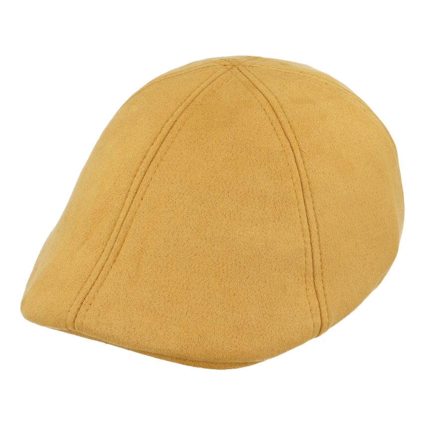 Suede Duckbill Peaky Blinder Flat Cap 6-Panel Quilted Lining & Elastic Sweatband